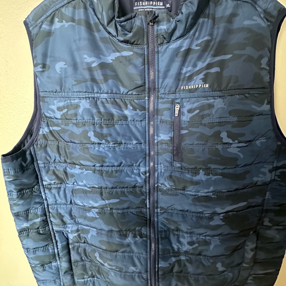 Blue Quilted Vest with Stand-Up Collar